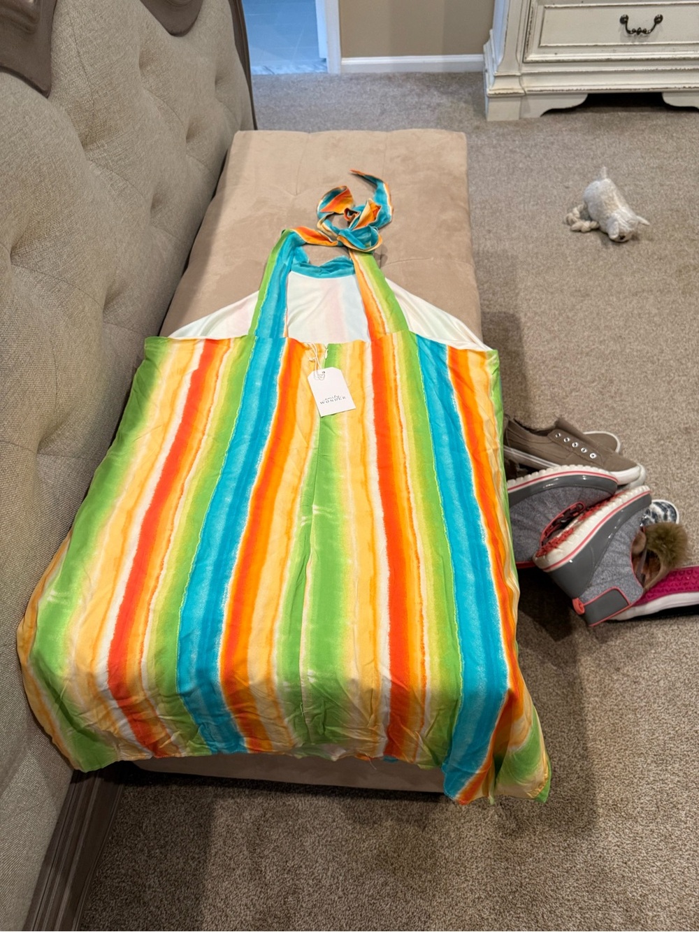 Multicolor Striped Summer Beach Dress Cover-Up - Rainbow Stripes